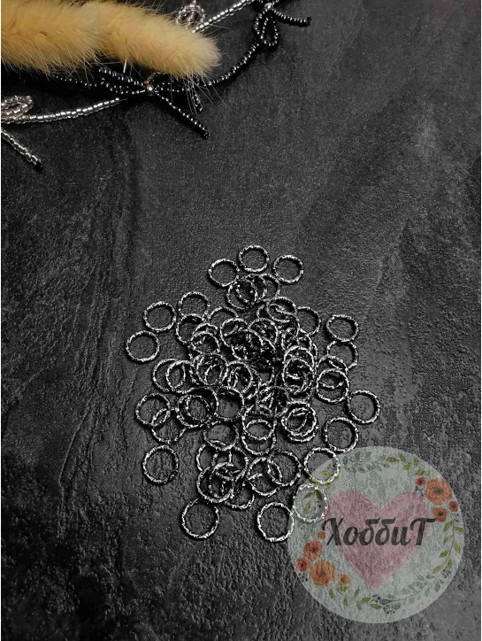 Кольцо-коннектор 8мм, 10штук (темное серебро)